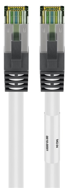 Goobay RJ45 (CAT 6A, 500 MHz) patchkabel med CAT 8.1 S/FTP-råkabel, hvit 99,9 % oksygenfri kobberleder (OFC), AWG 24, halogenfri kabelmantel (LSZH), 7,5 m