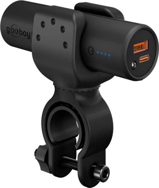 Goobay Bike powerbank 5.0 (5 000 mAh) liten, tynn og praktisk powerbank med en kapasitet på 5 000 mAh for montering på sykkelen