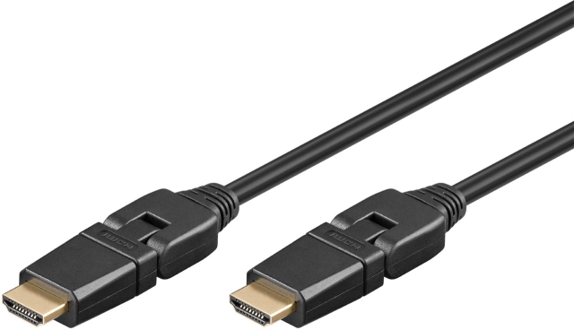 Goobay Høyhastighets HDMI™-kabel 360° med Ethernet HDMI™-kontakt (type A) > HDMI™-kontakt (type A) 360° roterbar, 3 m