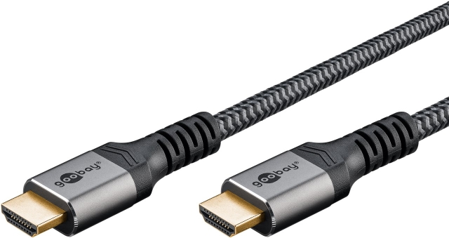Goobay Høyhastighets HDMI™-kabel med Ethernet, 0,5 m, Sharkskin Grey HDMI™-kontakt (type A) > HDMI™-kontakt (type A)