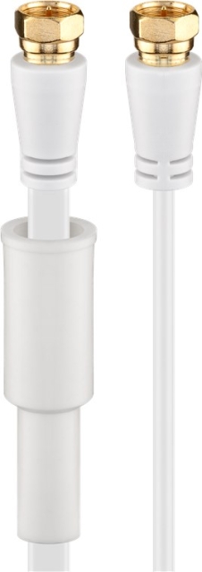 Goobay Flat SAT-antennekabel (80 dB), dobbeltskjermet, værbeskyttet gullbelagt, F-plugg > F-plugg (helskjermet), 2,5 m