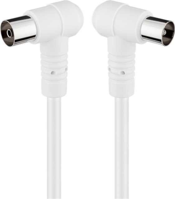 Goobay Vinklet antennekabel (80 dB), dobbeltskjermet koaksialplugg 90° > koaksialstikkontakt 90° (helskjermet), 3,5 m