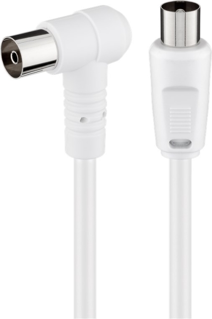 Goobay Vinklet antennekabel (80 dB), dobbeltskjermet koaksialplugg > koaksialstikkontakt 90° (helskjermet), 2,5 m