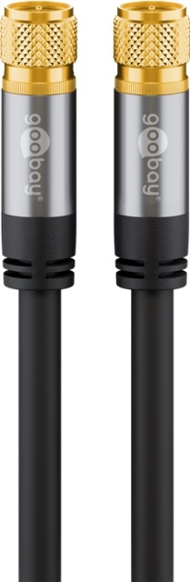 Goobay SAT-antennekabel (135 dB), 4 x skjermet gullbelagt, F-plugg > F-plugg, 10 m