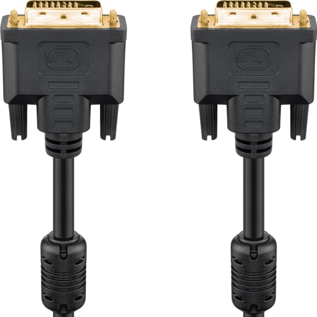 Goobay DVI-D Full HD-kabel Dual Link, gullbelagt DVI-D-kontakt Dual Link (24+1 pin) > DVI-D-kontakt Dual Link (24+1 pin), 1,8 m