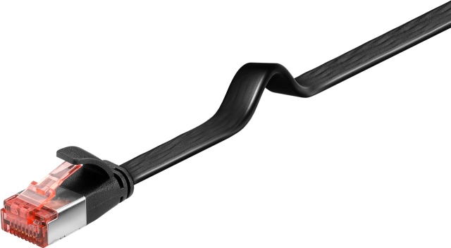 Goobay CAT 6 flat patchkabel, U/FTP, svart kobberleder (CU), 1,5 m