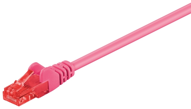 Goobay CAT 6 patchkabel, U/UTP, magenta kobberbelagt aluminiumtråd (CCA), 1 m