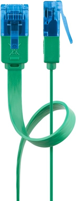 Goobay CAT 6A flat patchkabel, U/UTP, grønn kobberleder (CU), 5 m