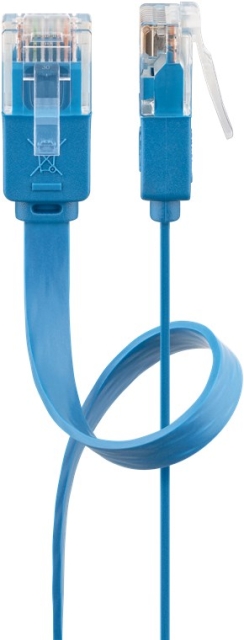 Goobay CAT 6 flat patchkabel, U/UTP, blå kobberleder (CU), 2 m