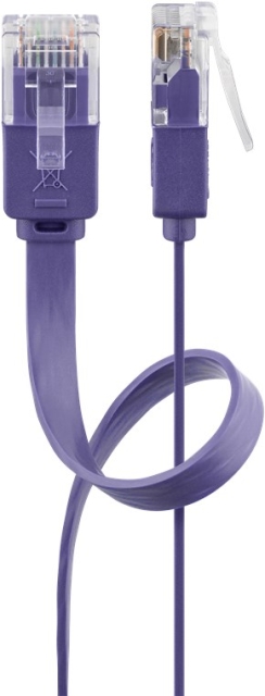 Goobay CAT 6 platt patchkabel, U/UTP, violett kopparledare (CU)