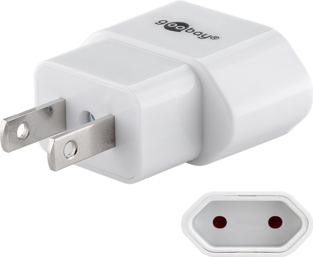 Goobay strømadapter US / Japan, hvit Euro-plugg (type C, CEE 7/16) > US / japansk plugg (type A, NEMA 1-15, 2-pinners)
