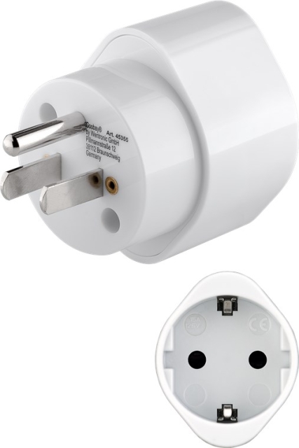 Goobay AC-adapter USA/Japan, hvit stikkontakt med jording (type F, CEE 7/3) > amerikansk/japansk støpsel (type B, NEMA 5-15, 3-pinners)