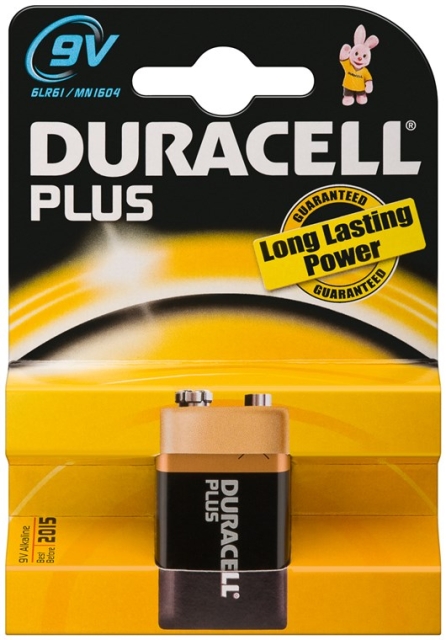 Duracell 6LR61/6LP3146/9 V Block (MN1604) batteri, 1 stk. blisterpakning alkalisk manganbatteri, 9 V