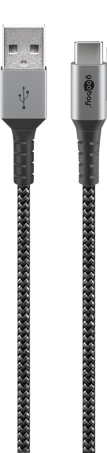 Goobay USB-C™ til USB-A tekstilkabel med metallkontakter 0,5 m elegant og ekstra robust tilkoblingskabel for enheter med USB-C™-port