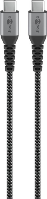 Goobay USB-C™ til USB-C™ tekstilkabel med metallkontakter 1 m elegant og ekstra robust tilkoblingskabel for enheter med USB-C™-port