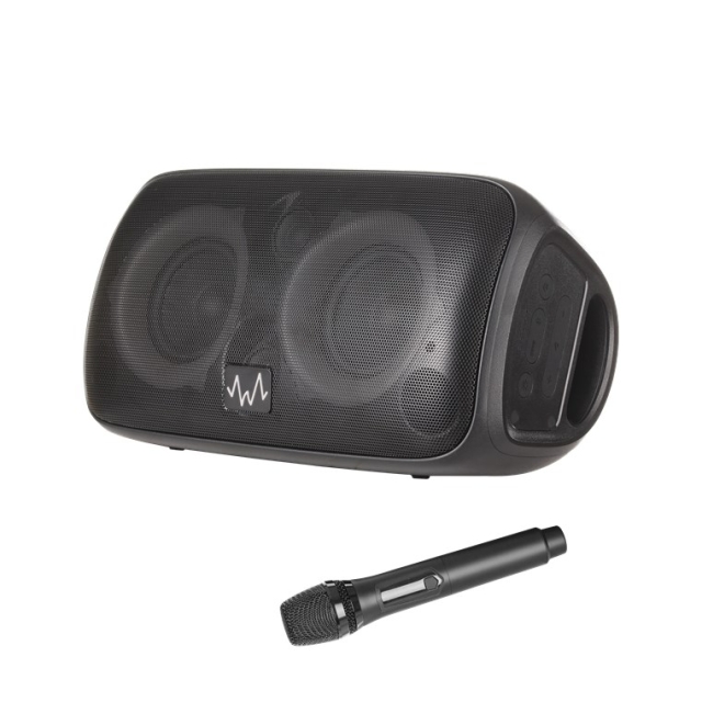 Waveaudio Wave Party Speaker er en bærbar Bluetooth-høyttaler med mikrofon og LED-lys for musikkglede når som helst og hvor som helst