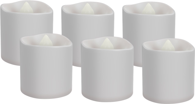 Goobay Sett med 6 LED-teklys med fjernkontroll, for innendørs bruk (IP20), varmhvit (2700 K), lading via USB