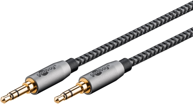 Goobay Tilkoblingskabel AUX, 3,5 mm stereo, 3 m, Sharkskin Grey Pawl 3,5 mm plugg (3-pinners, Stereo) > Pawl 3,5 mm plugg (3-pinners, Stereo)
