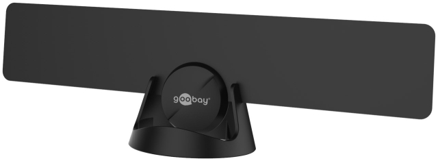 Goobay Ultraflat aktiv Full HD DVB-T2 innendørsantenne, inkl. LTE/4G-filter med opptil 16 dBi forsterkning for svake mottakssignaler