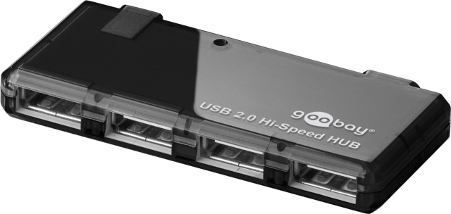 Goobay 4-veis USB 2.0 Hi-Speed HUB for tilkobling av opptil 4 USB-enheter med én USB-tilkobling