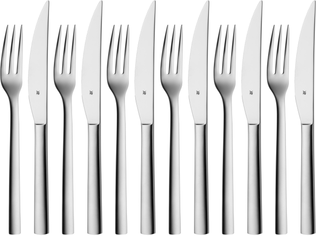 WMF Nuova steakkniv og gaffel, sett med 12 deler