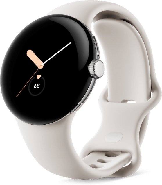 Google Pixel Watch WiFi-smartklokke, polert sølv/kalk