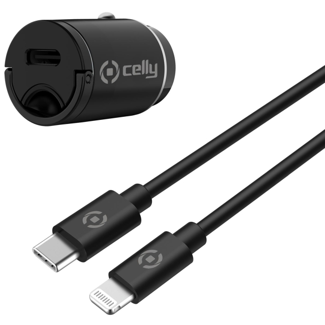 Celly Mini USB-C PD 20W billader + USB-C til lynkabel