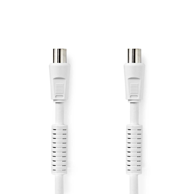 Nedis Coax Cable | IEC (Coax) Han | IEC (Coax) Hun | Nikkel belagt | 120 dB | 75 Ohm | Quad skjermet | 1.50 m | Rund | PVC | Hvit | Label