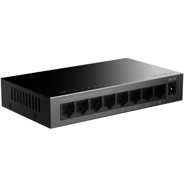Strong 8-ports gigabitswitch i metall, svart