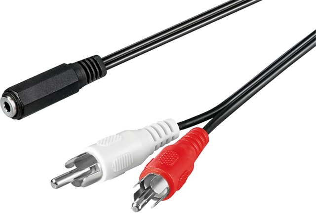 Goobay Adapter for lydkabel 3,5 mm jack til RCA-plugg Pawl 3,5 mm jack (3-pinners, stereo) > 2x RCA-plugg (audio venstre/høyre)