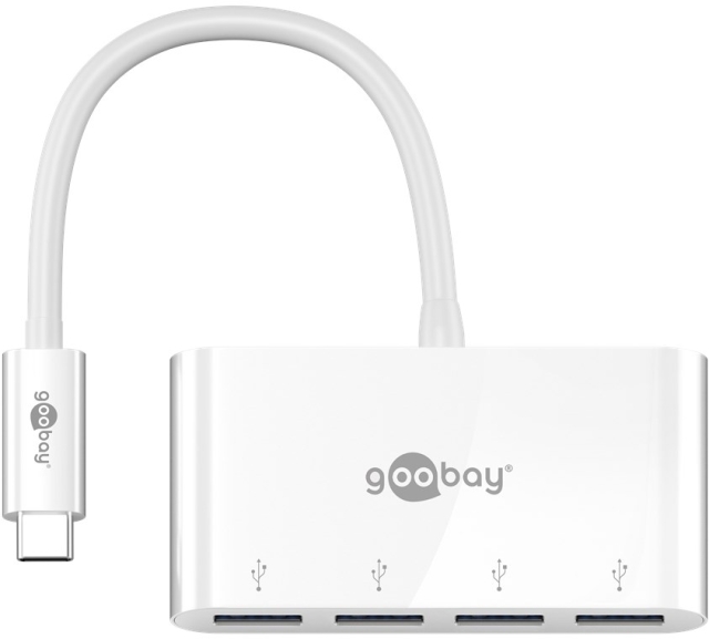 Goobay 4-veis USB-C™ Multiport Adapter - samtidig tilkobling av 4 x USB-A 3.0-kontakter til USB-C™-kontakt