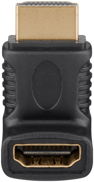 Goobay HDMI™ vinkeladapter for koaksialkabel, gullbelagt (4K @ 60 Hz) HDMI™-kontakt (type A) > HDMI™-plugg (type A) 90°