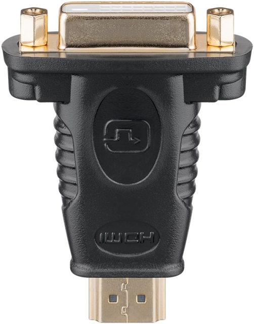 Goobay HDMI™/DVI-D-adapter, gullbelagt HDMI™-kontakt (type A) > DVI-D-kontakt Dual-Link (24+1 poler)