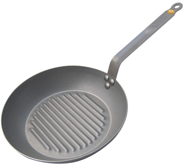 De Buyer Mineral B Element stekepanne med grillstriper, karbonstål, 26 cm