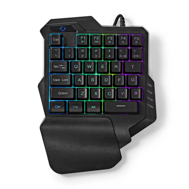 Nedis Wired Gaming Keyboard | USB Type-A | Membrantaster | RGB | Single-Handed | Universell | USB-Strøm | Strømkabel lengde: 1.60 m | Gaming