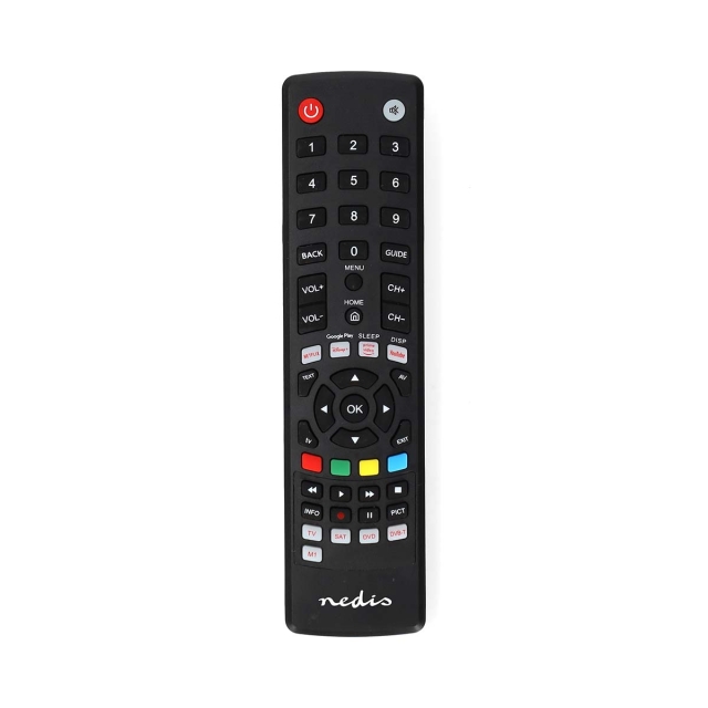 Nedis Universal fjernkontroll | Forprogrammert | 4 Enheter | Amazon Prime / Disney + Button / Google Play Knapp / Netflix Knapp / Youtube Knapp | Infrarød | Sort