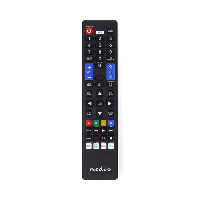 Nedis Utskifting Fjernkontroll | Egnet for: Samsung | Forprogrammert | 1 Enhet | Amazon Prime / Disney + Button / Netflix Knapp / Smart home Knapp / Youtube Knapp | Infrarød | Sort