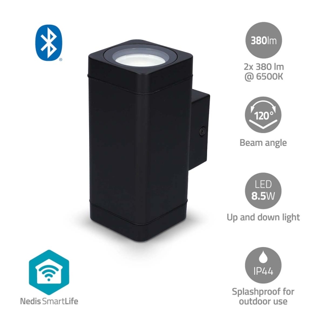 Nedis Smartlife utendørs lys | 760 lm | Bluetooth® | 8.5 W | Varm til avkjølt hvitt | 2700 - 6500 K | ABS | Android™ / IOS