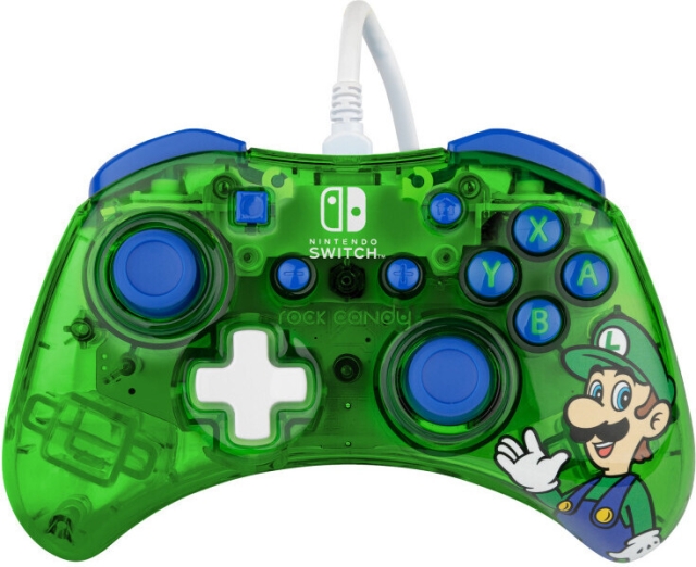 PDP Gaming Rock Candy Wired Controller - kablet spillkontroller, Luigi, Switch