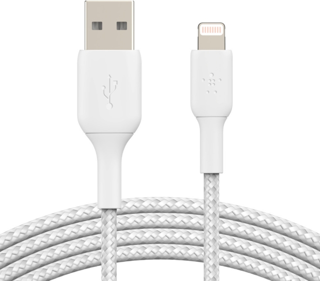 Belkin BOOST CHARGE™ Lightning - USB-A-kabel flettet, 0,15 m, hvit