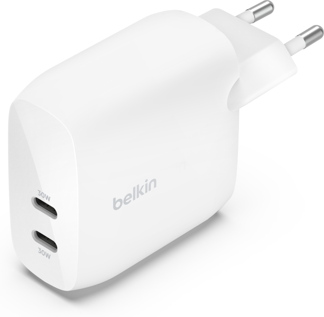 Belkin BoostCharge Pro 2-porters USB-C PPS PD 60 W vegglader