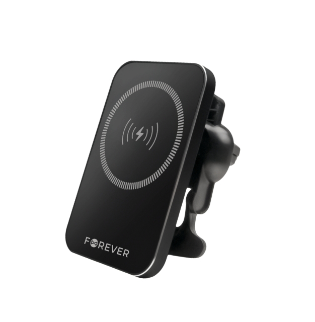 Forever MACH-100 - Bilholder med trådløs lading for smarttelefoner, 15 W, svart