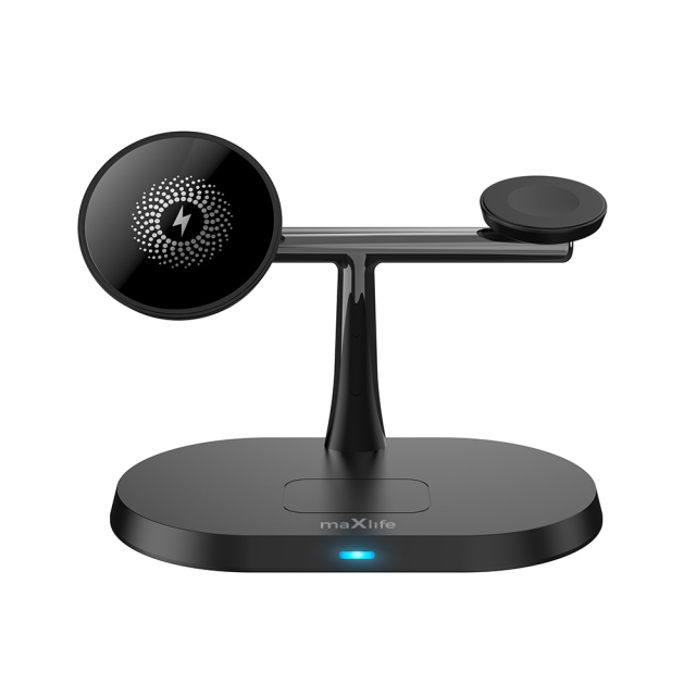 Maxlife MXWC-03 - 3-i-1 trådløs ladestasjon, 15 W, svart