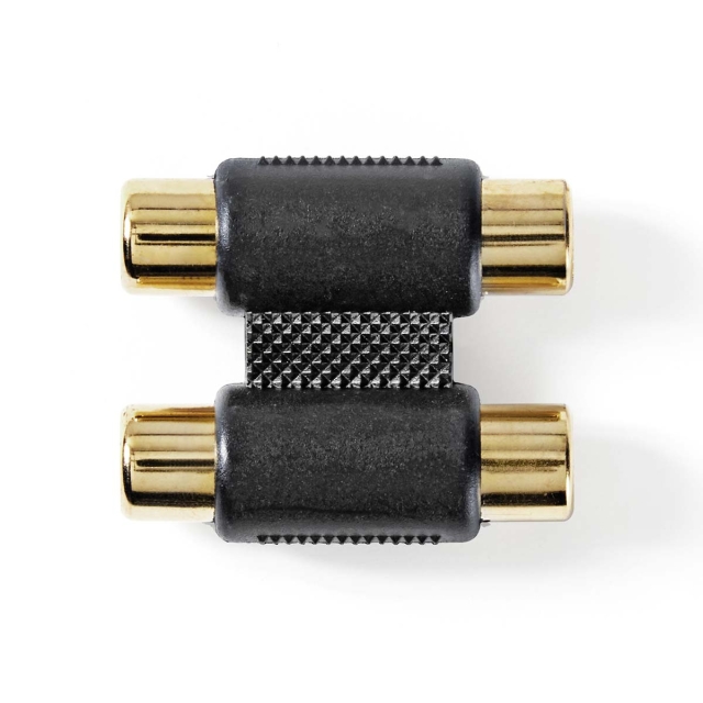 Nedis Stereo Audio Adapter | 2x RCA Hun | 2x RCA Hun | Gull belagt | Rett | ABS | Antrasitt | 1 stk. | Boks