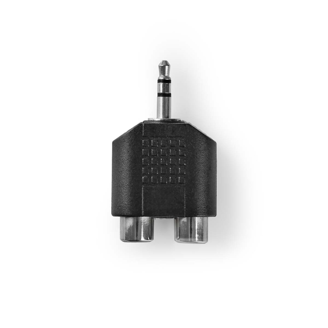 Nedis Stereo Audio Adapter | 3.5 mm Han | 2x RCA Hun | Nikkel belagt | Rett | ABS | Sort | 1 stk. | Boks