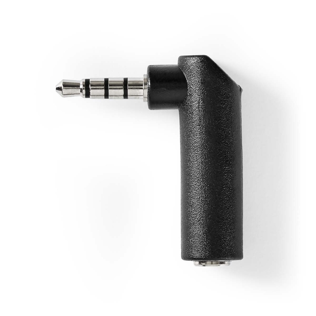Nedis Stereo Audio Adapter | 3.5 mm Han | 3.5 mm Hun | Nikkel belagt | Vinklet 90° | Metall | Sort | 1 stk. | Boks