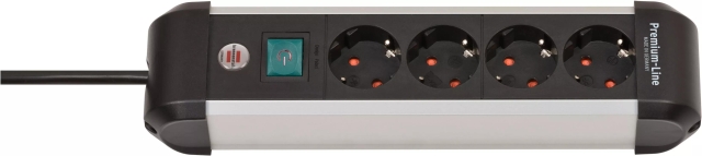 Brennenstuhl Premium Alu-Line skjøteledning med bryter 4-veis 1,8 m