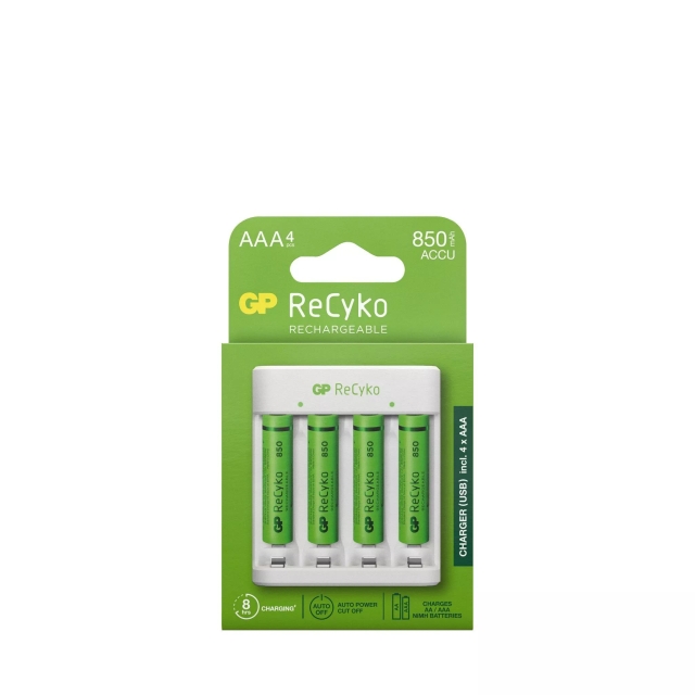 GP ReCyko standardlader m/4xAAA 850mAh (PB)