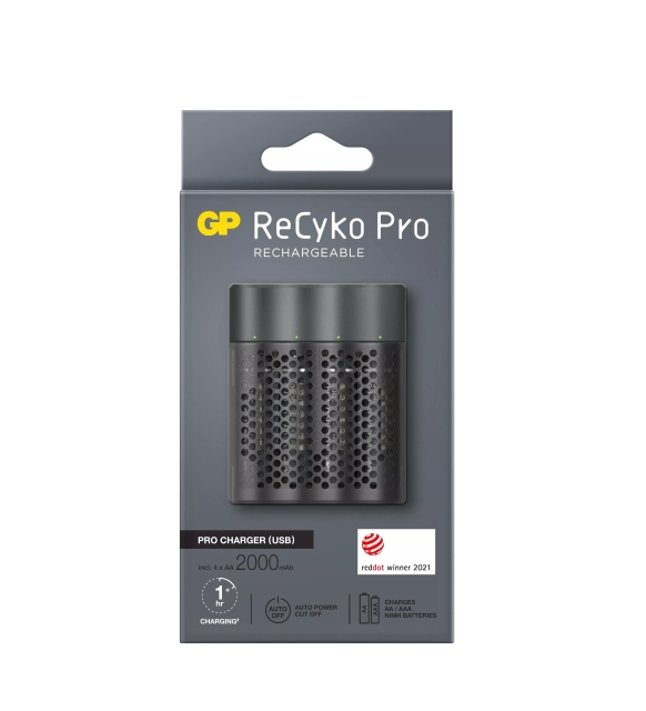 GP ReCyko Pro lader USB m/4xAA 2000 mAh (PB)
