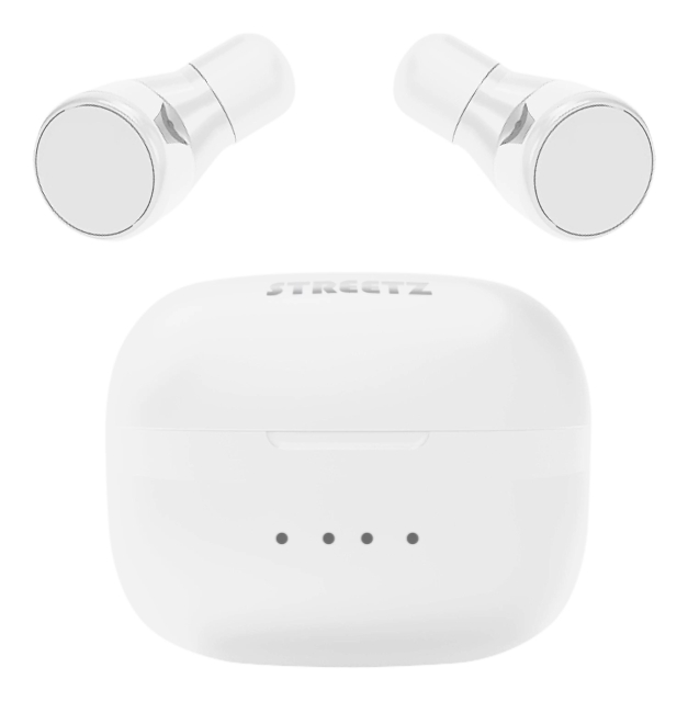 Streetz T200 True Wireless in-ear, doble ørepropper, ladeetui, hvit